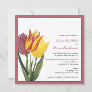 Tulips Rose Border Wedding Invitation