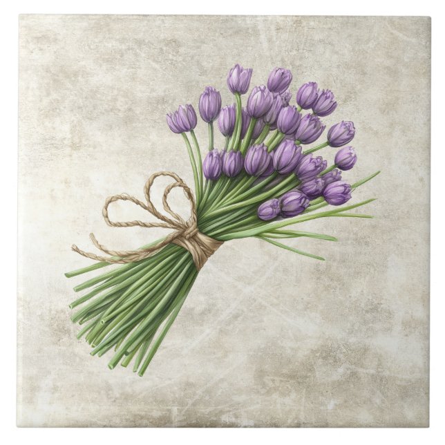 Tulips Rustic Floral Faux Ceramic Tile (Front)