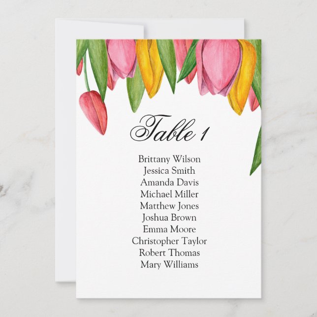 Tulips seating chart. Holland wedding table plan Invitation (Front)