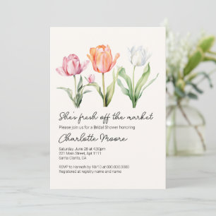 Tulips She's Fresh Off The Market Bridal Shower Invitation