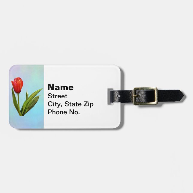 Tulips - Single Red Tulip Luggage Tag (Front Horizontal)