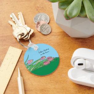 Tulips sleeping on the lawn key ring
