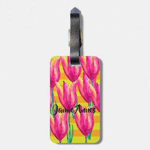 Tulips Spring Pattern Custom Luggage Tag