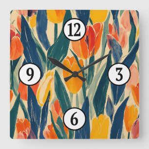 Tulips Spring Radiance Square Wall Clock