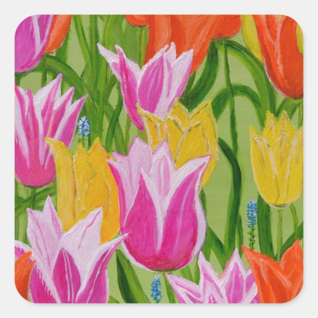 Tulips Square Sticker (Front)