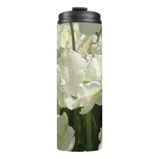 Tulips the white thermal tumbler (Front)