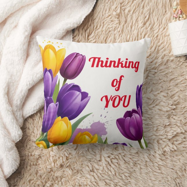 Tulips Thinking of You, Mother's Day Cushion (Blanket)