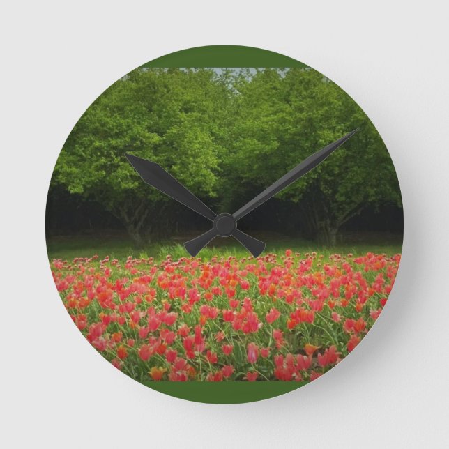 Tulips & Trees Round Clock (Front)