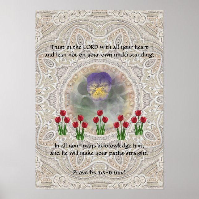 Tulips Viola ~ Proverbs 3:5-6 Poster (Front)