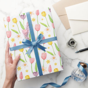 Tulips Watercolor Floral Party Wrapping Paper