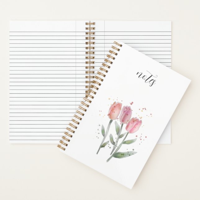 Tulips Watercolor Spiral Notebook  (Inside)