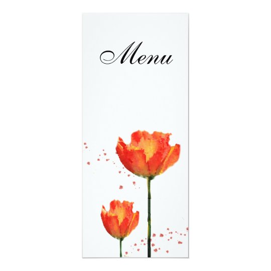 Tulips Watercolor Wedding Menu Card