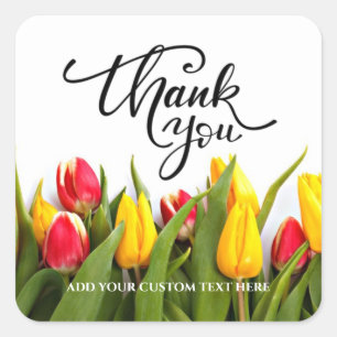 Tulips Wedding Favour Business Thank You Custom Square Sticker
