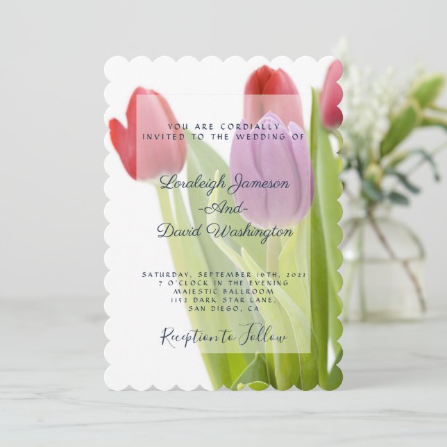 Tulips wedding invitation (Standing Front)