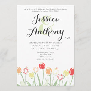Tulips Wedding Invitation   Bright Colours
