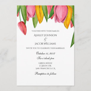 Tulips wedding invitation. Floral spring invites