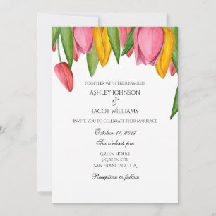Tulips wedding invitation. Floral spring invites