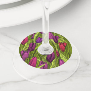 Tulips Wine Glass Tag