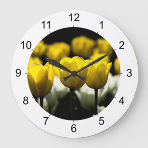 Tulips Yellow And White Large Clock