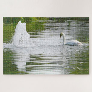 Tully, Kildare .Swans on the Lake Jigsaw Puzzle