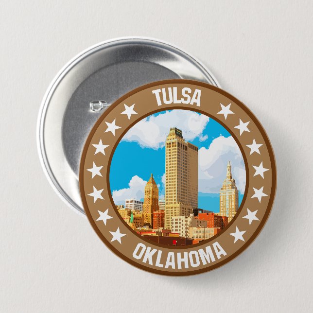 Tulsa                                              7.5 cm round badge (Front & Back)
