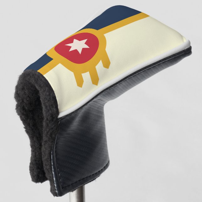 Tulsa city flag golf head cover (3/4 Front)