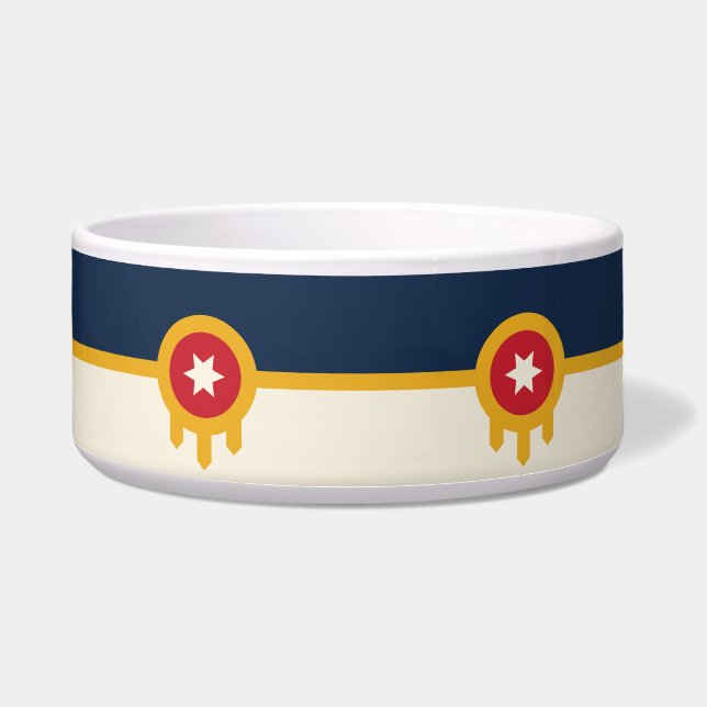 Tulsa City Flag on Pet Bowl (Front)