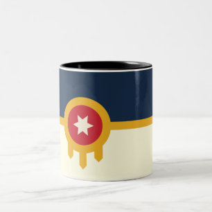 Tulsa city flag Two-Tone coffee mug