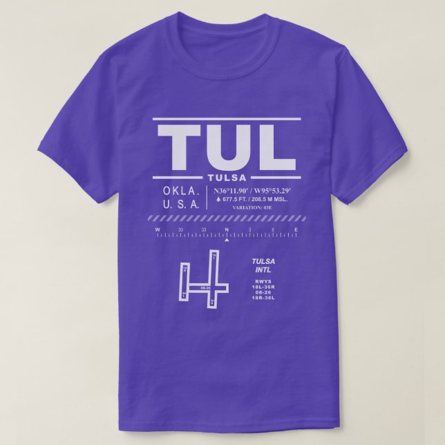 Tulsa International Airport TUL T-Shirt (Design Front)
