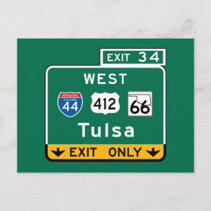 Tulsa, OK Road Sign Postcard