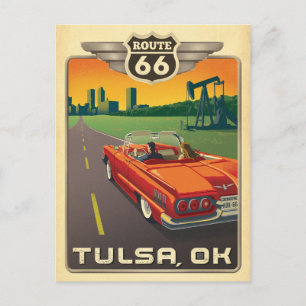 Tulsa, OK - Route 66 Postcard