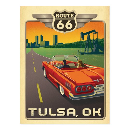 Tulsa, OK - Route 66 Postcard