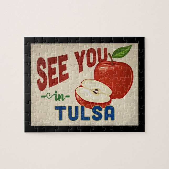 Tulsa Oklahoma Apple - Vintage Travel Jigsaw Puzzle (Horizontal)