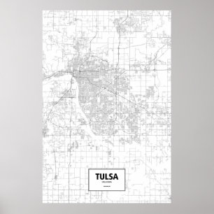 Tulsa, Oklahoma (black on white) Poster