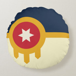 Tulsa (Oklahoma) City flag Round Cushion