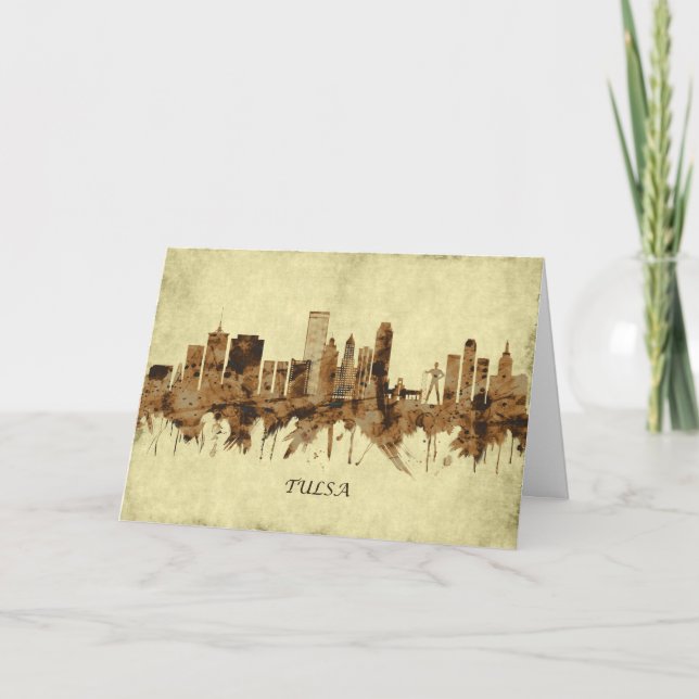 Tulsa Oklahoma Cityscape Holiday Card (Front)