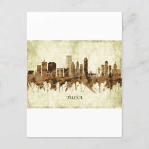 Tulsa Oklahoma Cityscape Holiday Postcard