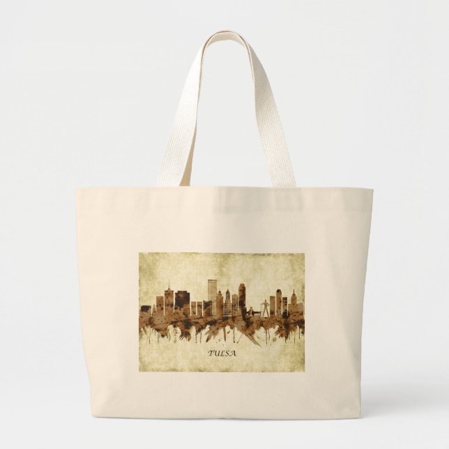 Tulsa Oklahoma Cityscape Large Tote Bag (Front)