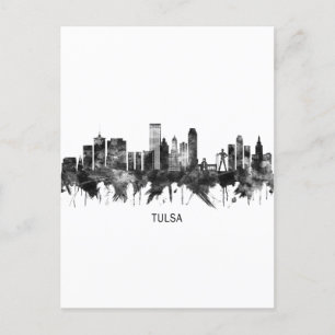 Tulsa Oklahoma Skyline BW Holiday Postcard