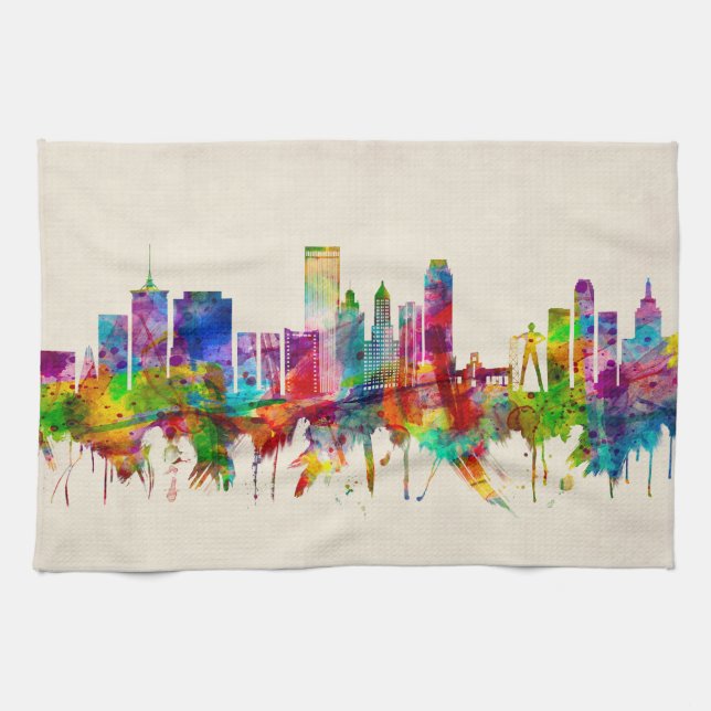 Tulsa Oklahoma Skyline Tea Towel (Horizontal)