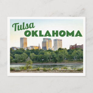 Tulsa Oklahoma Skyline with Trees Postcard