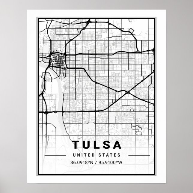Tulsa Oklahoma USA Travel City Map Poster (Front)