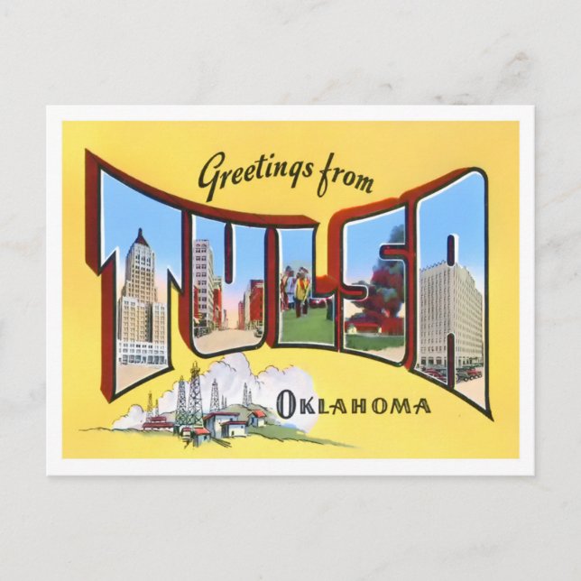 Tulsa, Oklahoma Vintage Big Letters Postcard (Front)