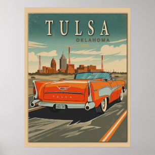 Tulsa Oklahoma Vintage Travel Poster