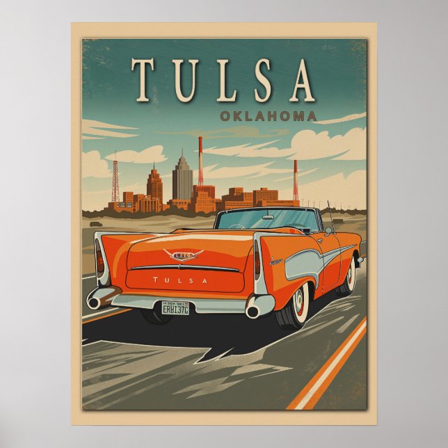 Tulsa Oklahoma Vintage Travel Poster (Front)