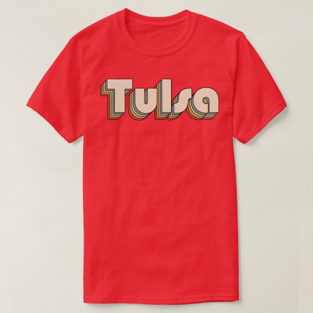 Tulsa Retro Rainbow Typography Style 70s T-Shirt (Design Front)