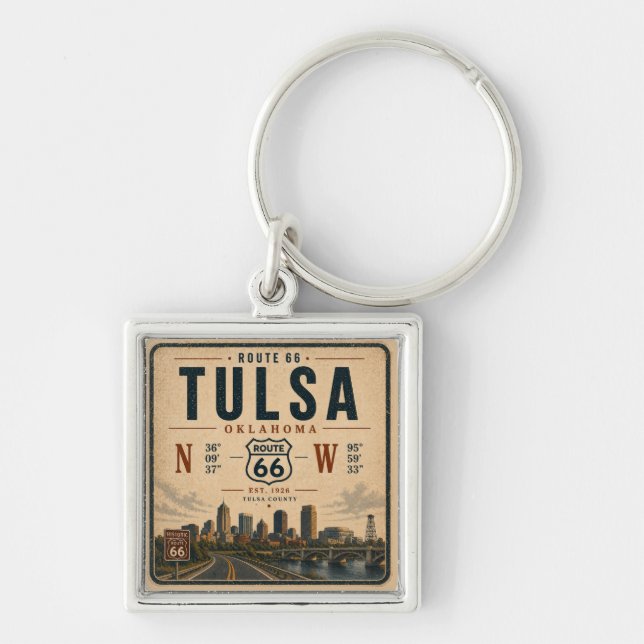 Tulsa Route 66 Key Coordinates Traveller Ring (Front)