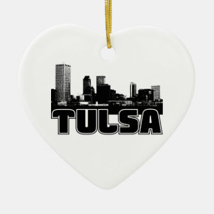 Tulsa Skyline Ceramic Tree Decoration