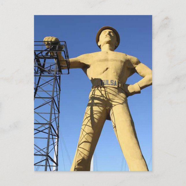 Tulsa's Golden Driller Postcard (Front)