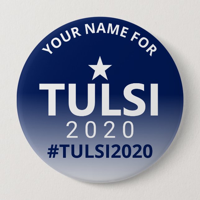 Tulsi 2020 USA Election Campaign Political 10 Cm Round Badge (Front)